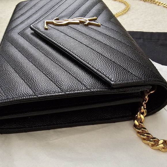 YSL Monogram Quilted Chain Bag Black/Gold - Picture 10 of 11